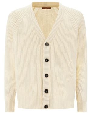 Cruna Strickjacke Aus Cremefarbener Wolle - Weiß