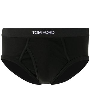 Tom Ford Slip con fascia logo in cotone nero