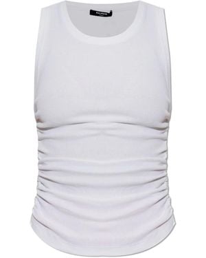 Balmain Tops ,Wit ,Katoen Top Met Verstelbare Trekkoorden Aan De Zijkanten