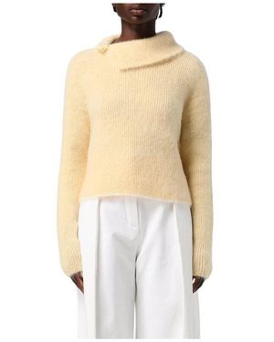Jacquemus Gelber Mohair-Cropped-Pullover - Natur