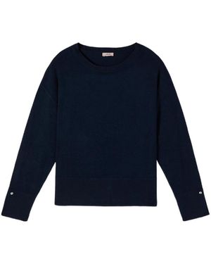 Oltre Truien & Vesten ,Blauw ,Nylon Viscose Blend Trui Met Juwelen Knopen