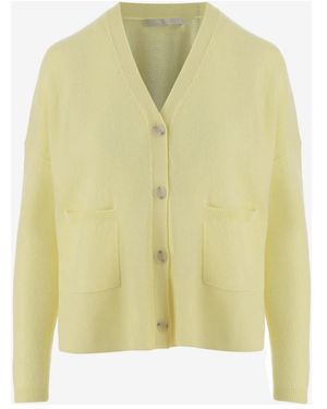 Allude Truien & Vesten ,Geel ,Wol Wollen Cardigan Met Kasjmier