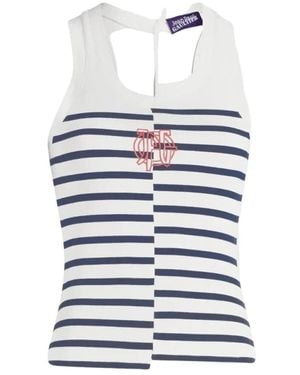 Jean Paul Gaultier Tops ,Wit ,Katoen Stretch Katoen Asymmetrische Tanktop