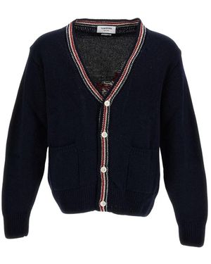 Thom Browne Truien & Vesten ,Blauw ,Wol Donegal Intarsia Hector Patchwork Vest