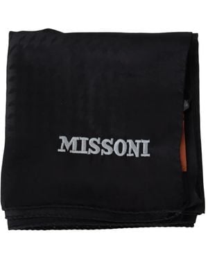 Missoni Accessoires ,Zwart ,Wol Authentieke Wollen Sjaal Met Logo Borduursel