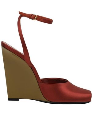 Saint Laurent Stijlvolle Wig Sandalen Voor Vrouwen - Rood