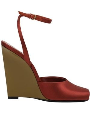 Saint Laurent Stijlvolle Wig Sandalen Voor Vrouwen - Rood