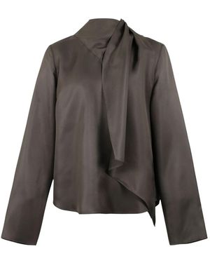 Loulou de Saison Overhemden ,Bruin ,Gala Zijde Twill Sjaaltop - Grijs