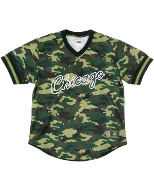 Mitchell & Ness Chibul Camo Mesh V-Neck Tee - Groen