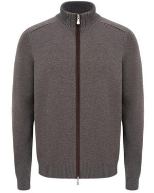 Gran Sasso Truien & Vesten ,Bruin ,Wol Vest Met Rits - Grijs