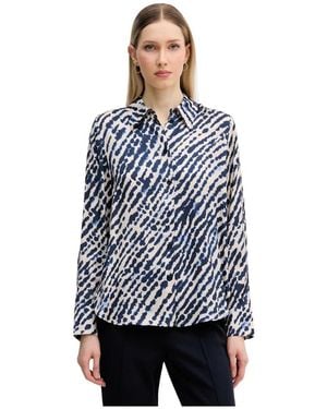 MARC AUREL Overhemden ,Veelkleurig ,Satijn Viscose Blouse Met Satijnen Effect - Blauw