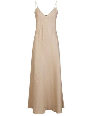 Eleventy Mouwenloze Maxi Jurk Met Uitlopende Rok - Naturel