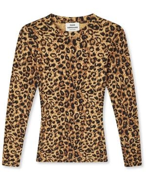 Mads Nørgaard Luipaard Animal Print Lange Mouw Top - Bruin