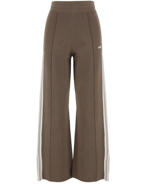 Autry Broeken ,Bruin ,Nylon Viscose-Blend Broek Met Logo