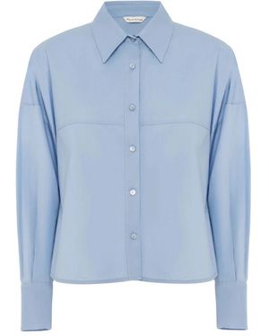 Manila Grace Overhemden ,Blauw ,Boxy Shirt