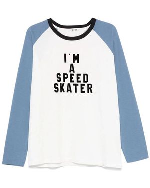 Bode Weißes T-Shirt Mit Rundhalsausschnitt Und Raglanärmeln - Blau