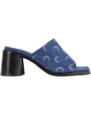 Marine Serre Heeled Mules - Blue