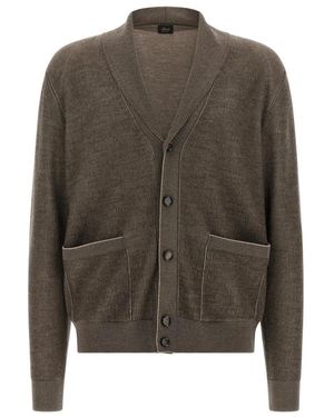 Brioni Truien & Vesten ,Bruin ,Wol Colbert Met Sjaalkraag - Groen