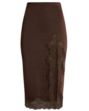 Balmain Rokken ,Bruin ,Gebreide Midirok Met Kant