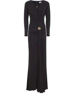 Elisabetta Franchi Kleedjes ,Bruin Carpet Lange Mouw Jurk - Zwart
