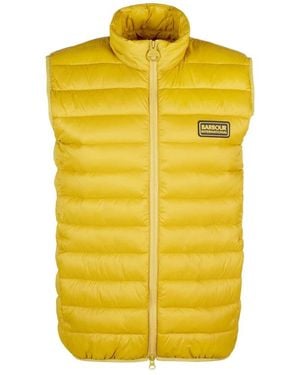 Barbour Racer Reed Gilet Vest Rits Logo - Geel