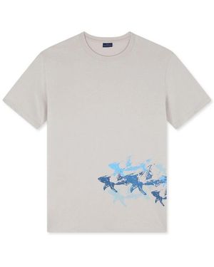 Paul & Shark T-Shirt Mit Abgenutztem Haifischdruck - Weiß