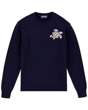 Vilebrequin Rundhals-Pullover Aus Baumwolle Und Kaschmir Turtle - Blau