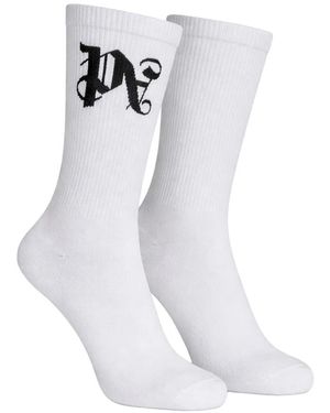 Palm Angels Lange Katoenen Sokken Pmra001E23Fab0020110 - Wit