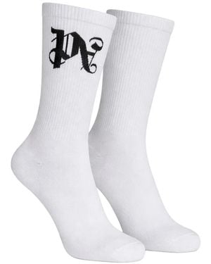 Palm Angels Long Cotton Socks Pmra001E23Fab0020110 - White