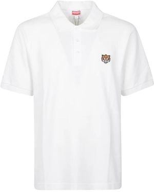 KENZO Besticktes Tiger Poloshirt Weiß