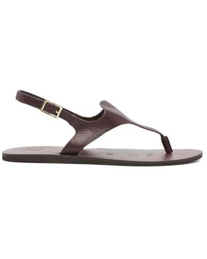Manebí Schoenen ,Rood ,Leer Leren Slingback Platte Sandalen - Bruin
