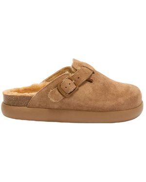 Scholl Schoenen ,Leer Fae Chunky Sabot - Bruin