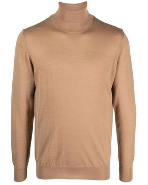 Daniele Alessandrini Truien & Vesten ,Bruin ,Wol Maglia Collo Alto - Naturel