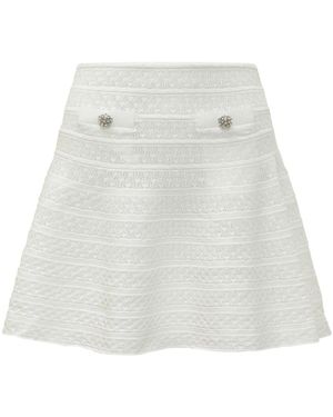 Self-Portrait Rokken ,Wit ,Polyester Pointelle Knit Mini Skirt