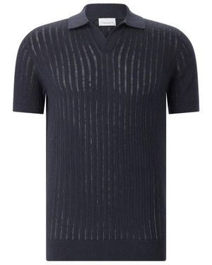 Profuomo Tops ,Blauw ,Katoen Linnen-Katoen Polo