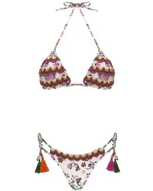 Miss Bikini Badmode ,Veelkleurig ,Leer Bikini Triangolo Met Borduursels - Metallic