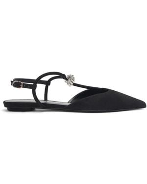 Stuart Weitzman Schoenen ,Zwart ,Leer Tully Crystal T-Strap Platte Sandaal