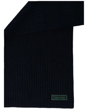 Calvin Klein Patch Chunky Rib Katoenen Sjaal - Zwart