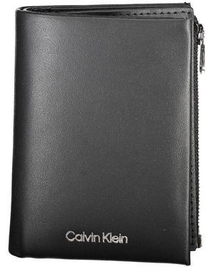 Calvin Klein Schwarzes Leder Herren Geldbörse Rfid Block - Grau
