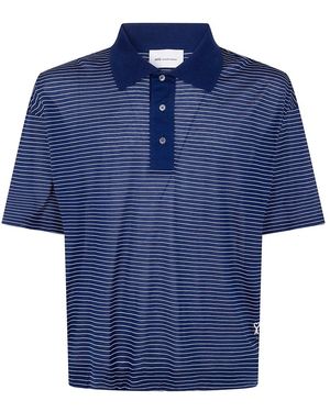 Ami Paris Tops ,Veelkleurig ,Katoen Gestreept Boxy Fit Poloshirt Met "Ami De Coeur" Patch - Blauw