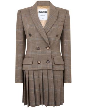 Moschino Elegante Jas Met Geplooide Rok - Bruin