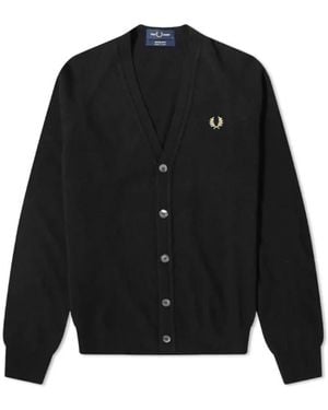 Fred Perry V-Ausschnitt Cardigan - Schwarz