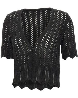 Kaos Truien & Vesten ,Zwart ,Openwork Lurex Shrug