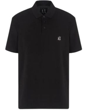 ARMANI EXCHANGE Schwarzes Regular Fit Baumwoll-Poloshirt