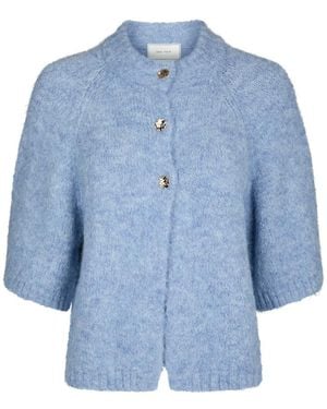 Neo Noir Truien & Vesten ,Blauw ,Wol Fluffy Gebreid Vest