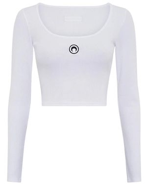 Marine Serre Long Sleeve Tops - Bianco