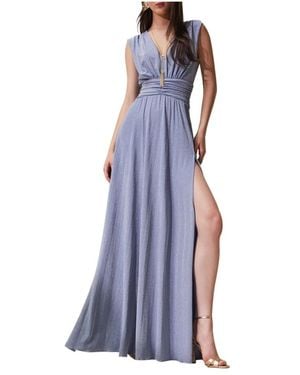 GAUDI Lila Longuette Kleid Mit Metall Details - Blau