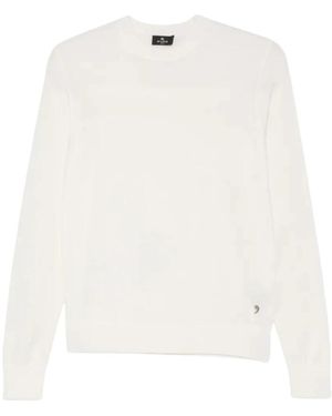 Etro Truien & Vesten ,Wit ,Wol Ronde Hals Gebreid