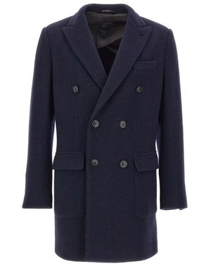 Fay Double-Breasted Coats - Blue