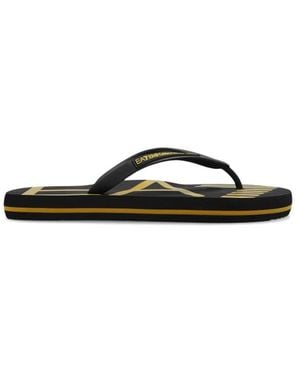 EA7 Schoenen ,Zwart ,Rubberen Slippers Met Logo